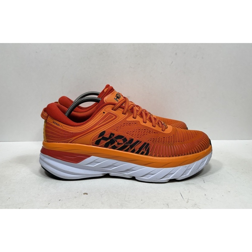 Hoka One One Bondi 7 Mens Size 10 Running Shoes Orange Red 1110518-POFS